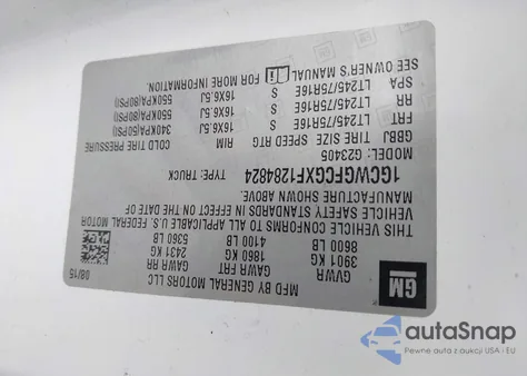 2015 Chevrolet Express 2500 Work Van from USA, damaged, VIN 1GCWGFCGXF1284824